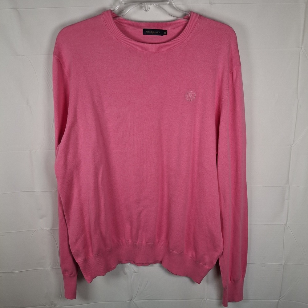 Henri Lloyd‎ Men's 2XL Crew Neck Solid Pink Pullover Sweater Shirt Long Sleeve